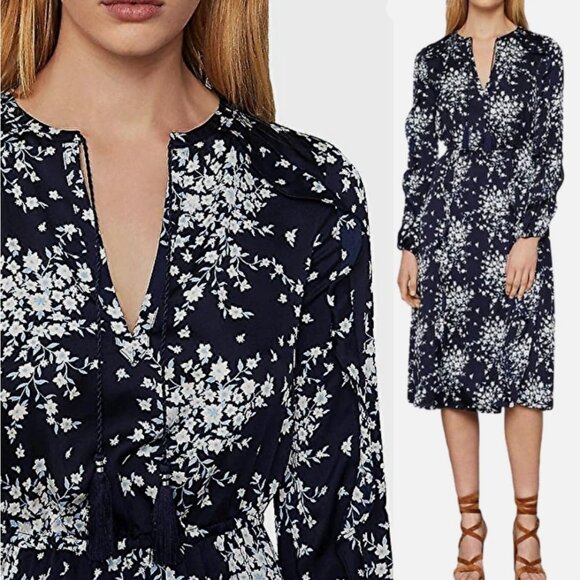 BCBG MAXAZRIA Pacific Blue Floral Satin Dress New With Tags MSRP $248 - Picture 1 of 12
